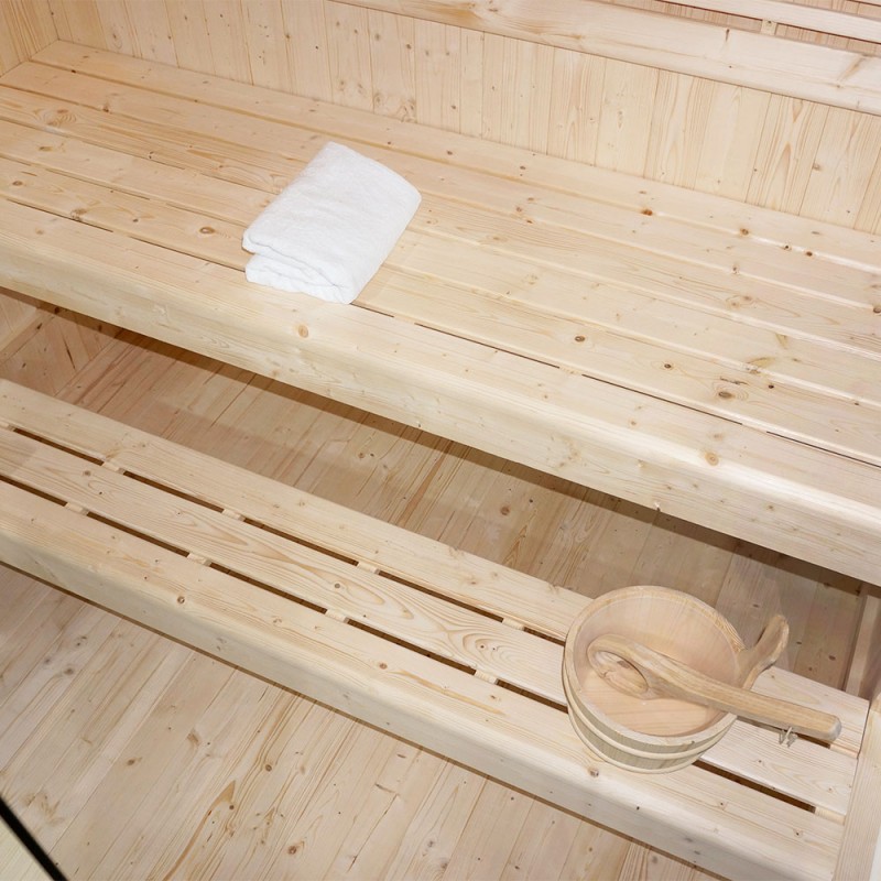 Traditionelle Sauna - Finnische Saunakabine ZÜRICH XL mit Ofen (8kW) + Zubehör - 200x150x190cm