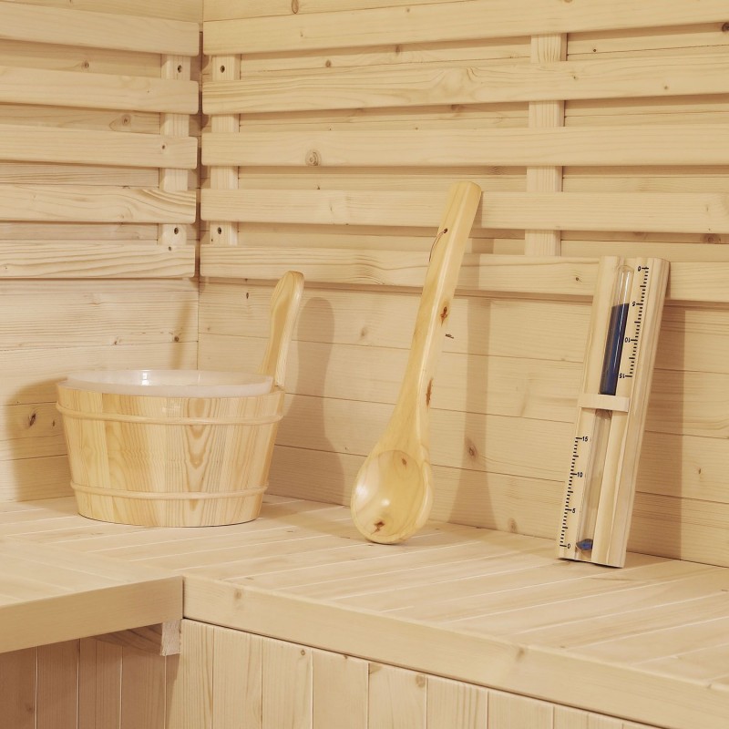 Traditionelle Sauna - Finnische Saunakabine LOSONE mit Ofen (8kW) + Zubehör - 200x200x256cm