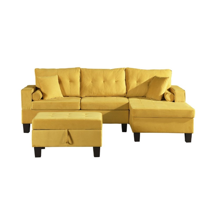 20849 - Sofa ROM inkl. Hocker - Couch Samt Gelb