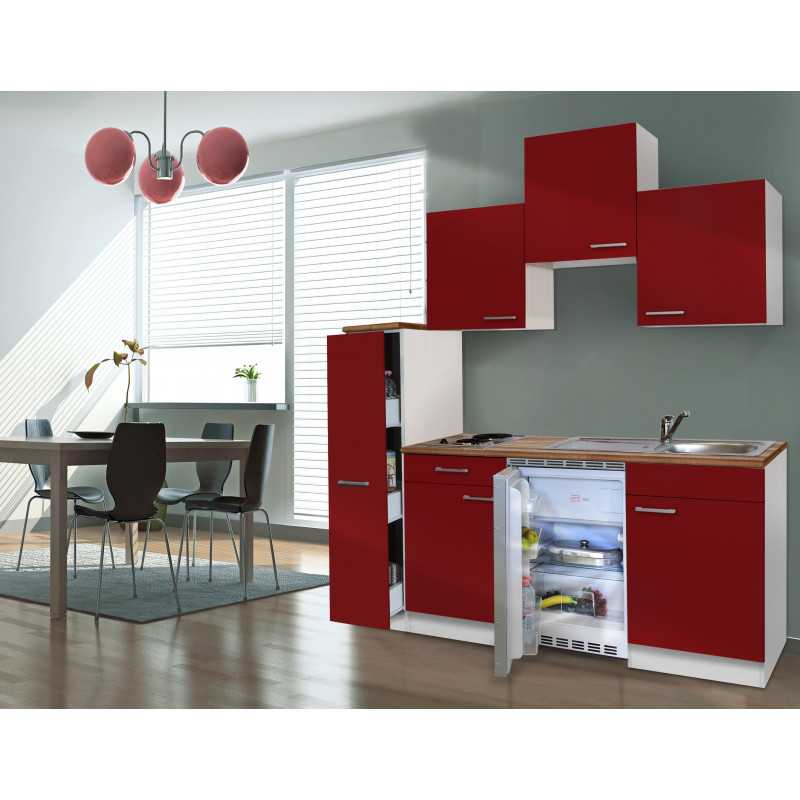 V5 - Singleküche Küchenzeile 180cm weiss rot