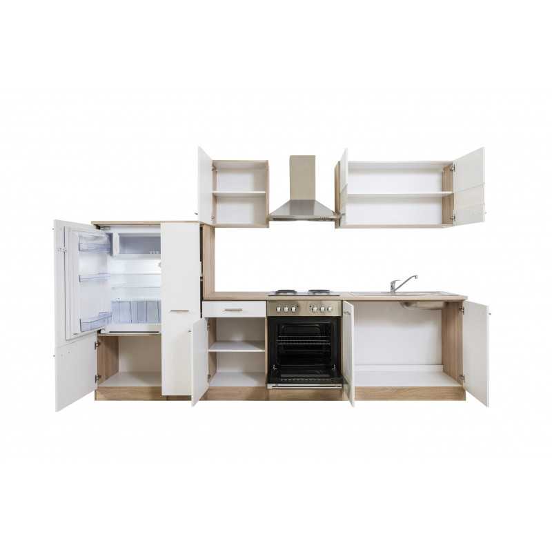 V14 - Küchenzeile Küchenblock 300cm Eiche Sonoma weiss