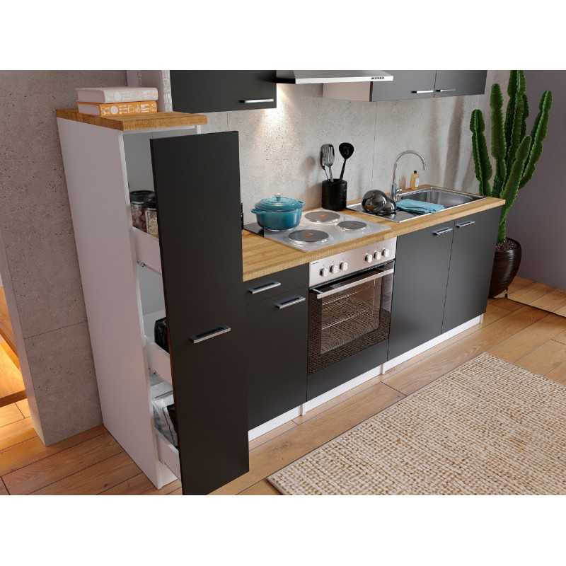 V5 - Küchenzeile Singleküche 240cm weiss schwarz