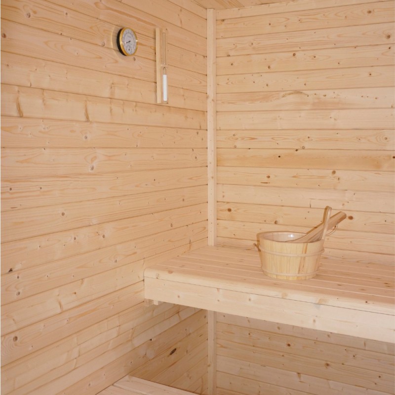 Traditionelle Sauna - Finnische Saunakabine - Saunahaus WIL L mit Ofen (6kW) - 221x217x220cm