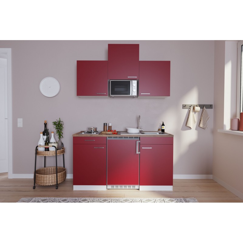 V26 - Singleküche Küchenzeile 150cm weiss rot