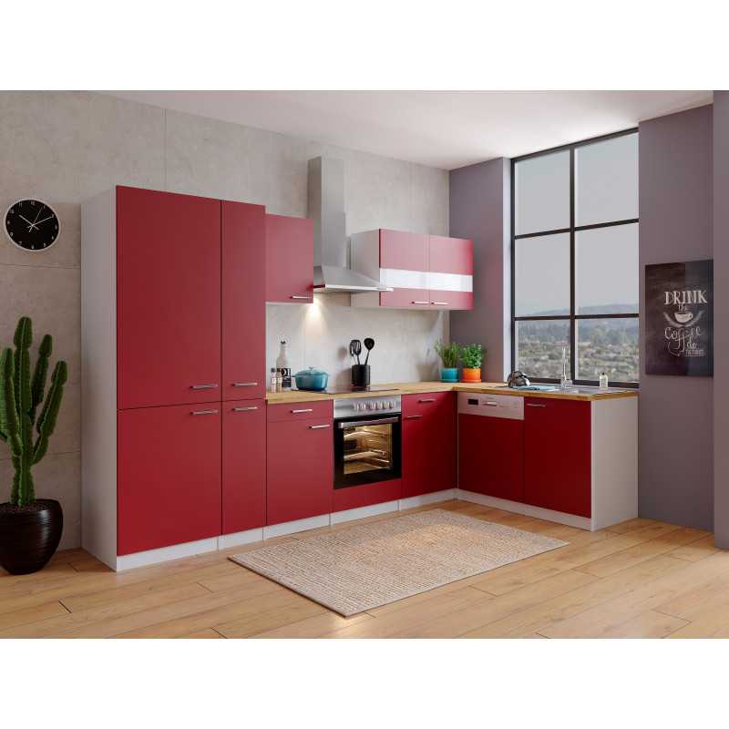 V16 - Winkelküche L-Küche 310x172cm weiss rot