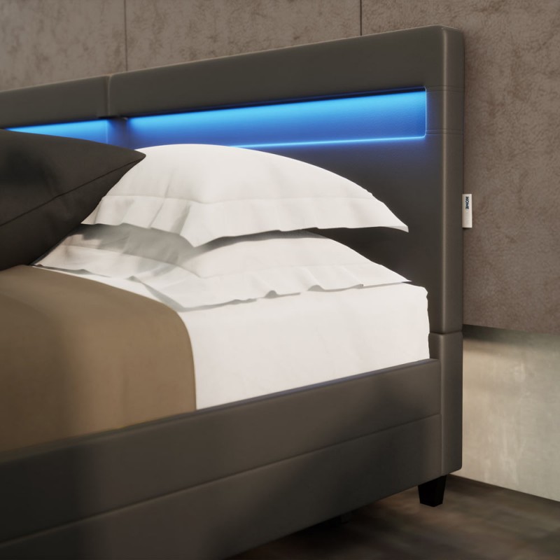 LED Bett NUBE mit Schubladen 200x200 - Grau