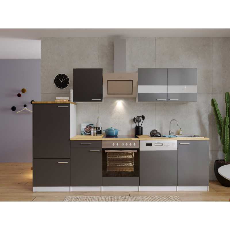V48 - Küchenzeile Küchenblock 280cm weiss grau