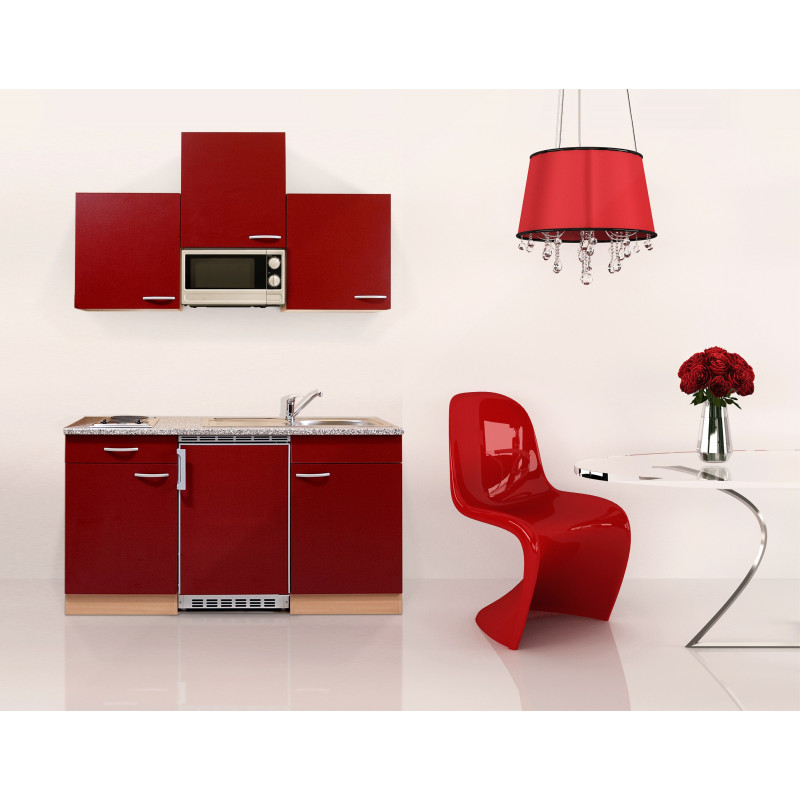 V30 - Singleküche Küchenzeile 150cm Buche rot