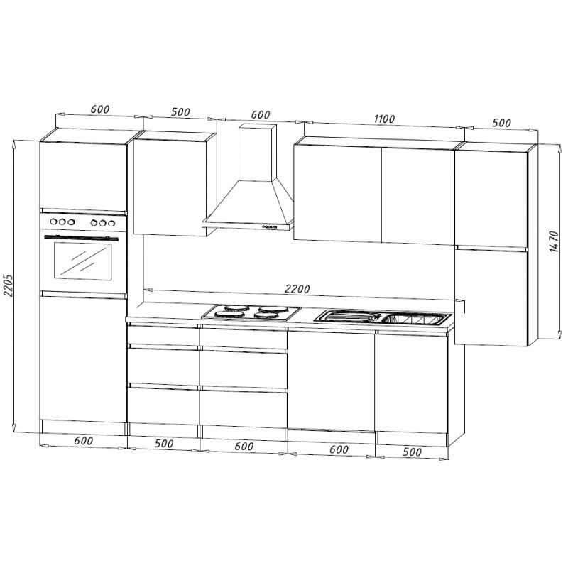 V5 - Küchenzeile Küchenblock 330cm Eiche Sonoma grau
