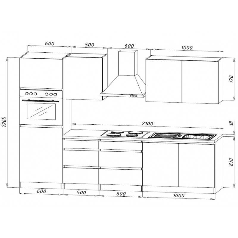 V21 - Küchenzeile Singleküche 270cm Eiche Sonoma grau Glanz