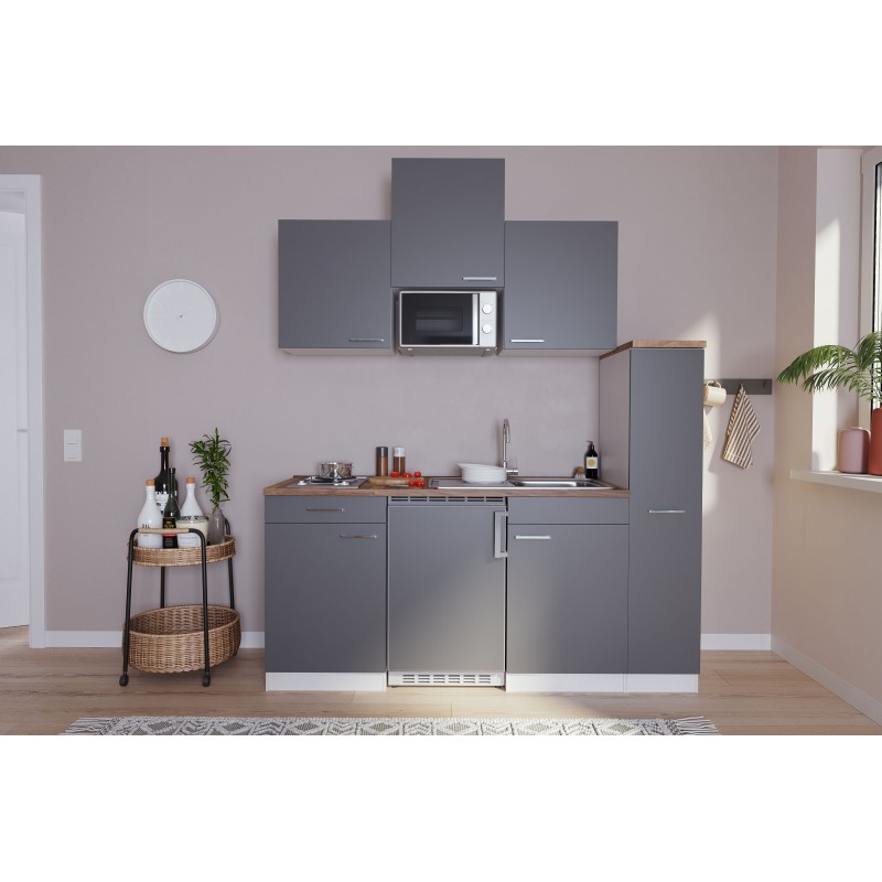 V25 - Singleküche Küchenzeile 180cm weiss grau