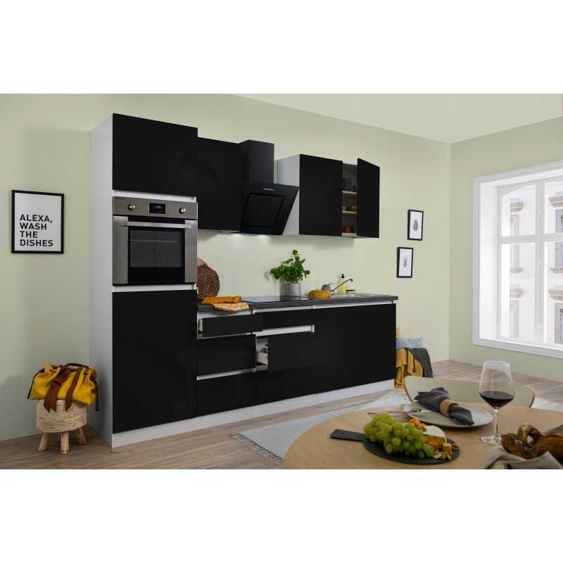 V18 - Küchenzeile Singleküche 270cm schwarz