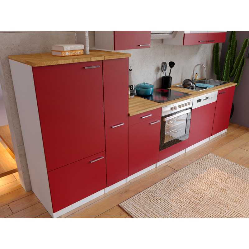 V37 - Küchenzeile Küchenblock 310cm weiss rot
