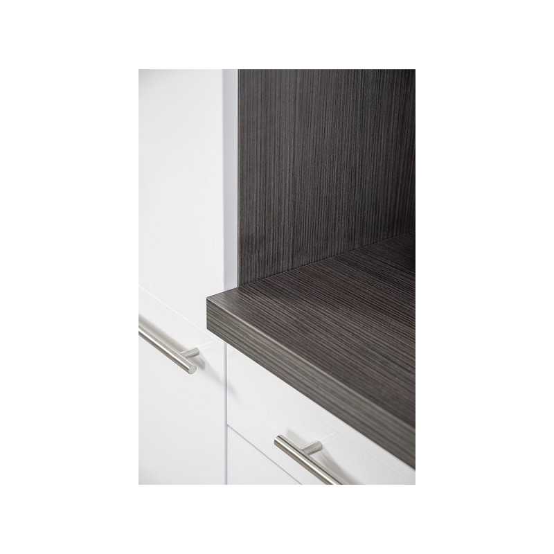 V56 - Küchenzeile Küchenblock 300cm Hochglanz Eiche grau