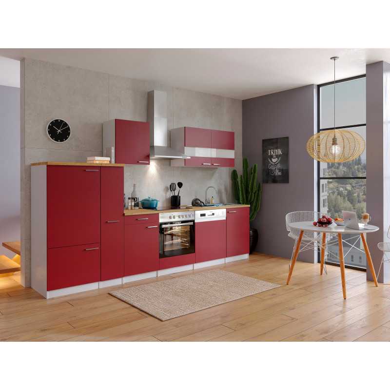 V5 - Küchenzeile Küchenblock 310cm weiss rot