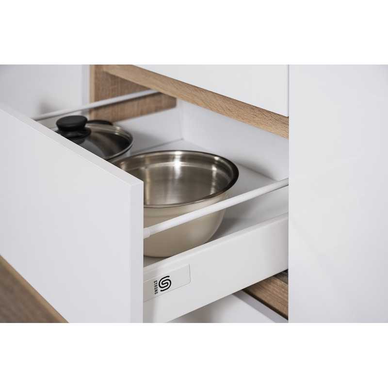 V21 - Küchenzeile Singleküche 270cm Eiche Sonoma grau Glanz