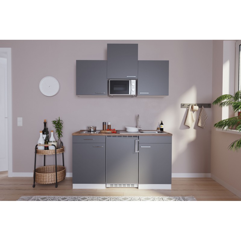 V45 - Singleküche Küchenzeile 150cm weiss grau