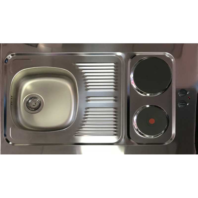 V5 - Singleküche Küchenzeile 160cm Eiche grau