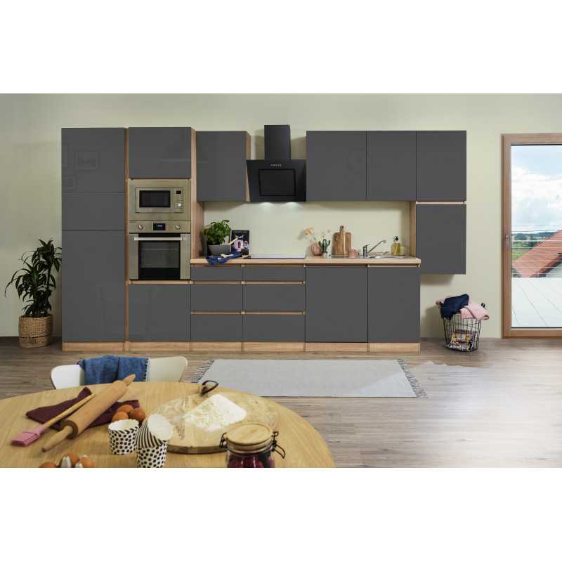 V13 - Küchenzeile Küchenblock 395cm Eiche Sonoma grau
