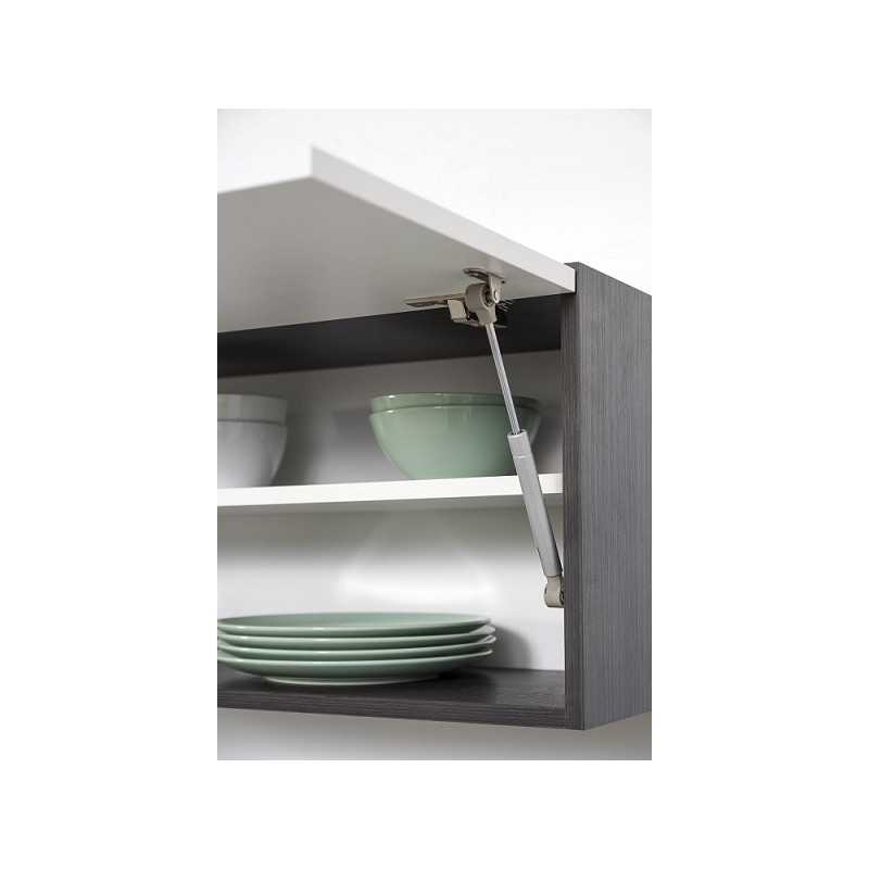 V56 - Küchenzeile Küchenblock 300cm Hochglanz Eiche grau
