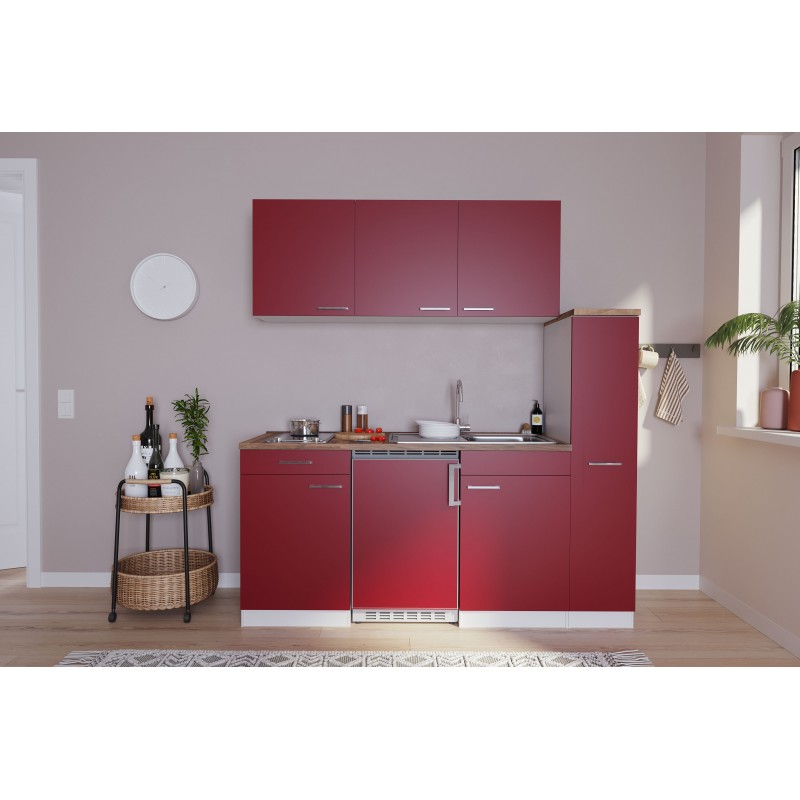 V21 - Singleküche Küchenzeile 180cm weiss rot