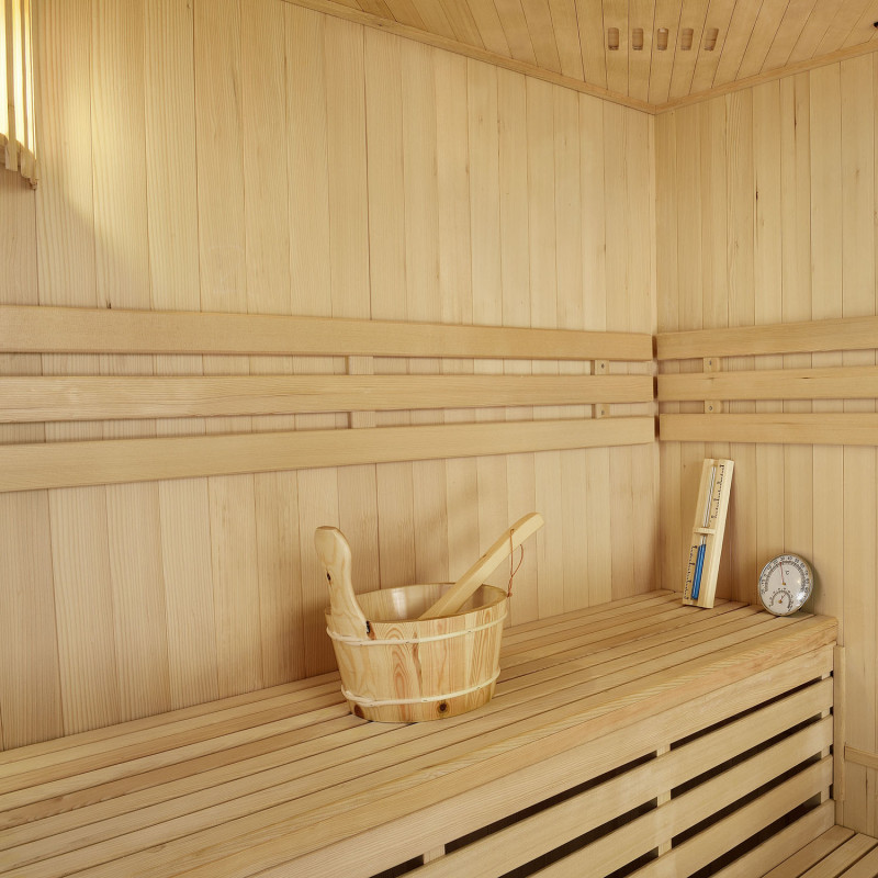 Traditionelle Sauna - Finnische Saunakabine TESSIN150 mit Harvia-Saunaofen (6kW) - 150x150x200cm