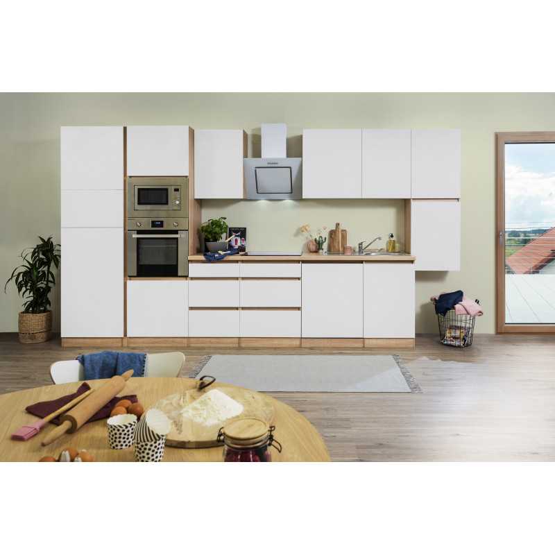 V4 - Küchenzeile Küchenblock 395cm Eiche Sonoma weiss