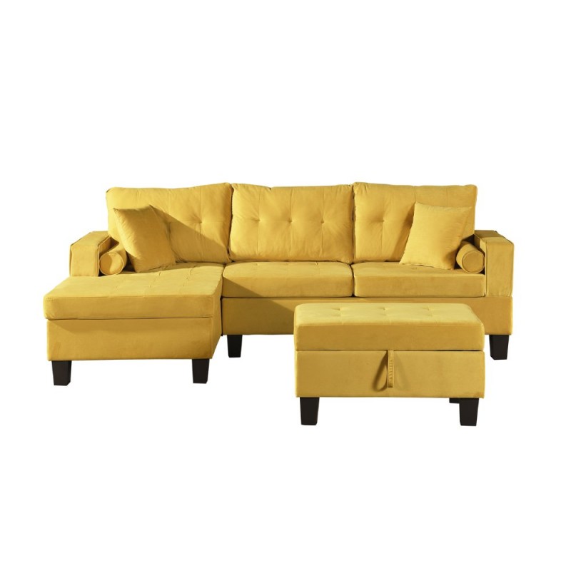 20849 - Sofa ROM inkl. Hocker - Couch Samt Gelb