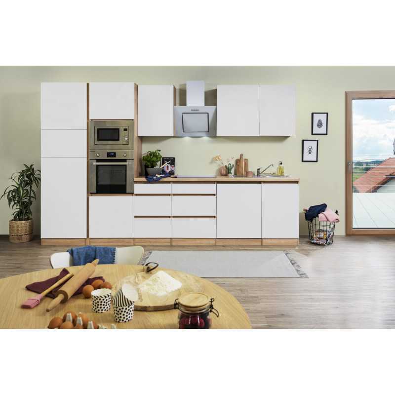 V12 - Küchenzeile Küchenblock 345cm Eiche Sonoma weiss