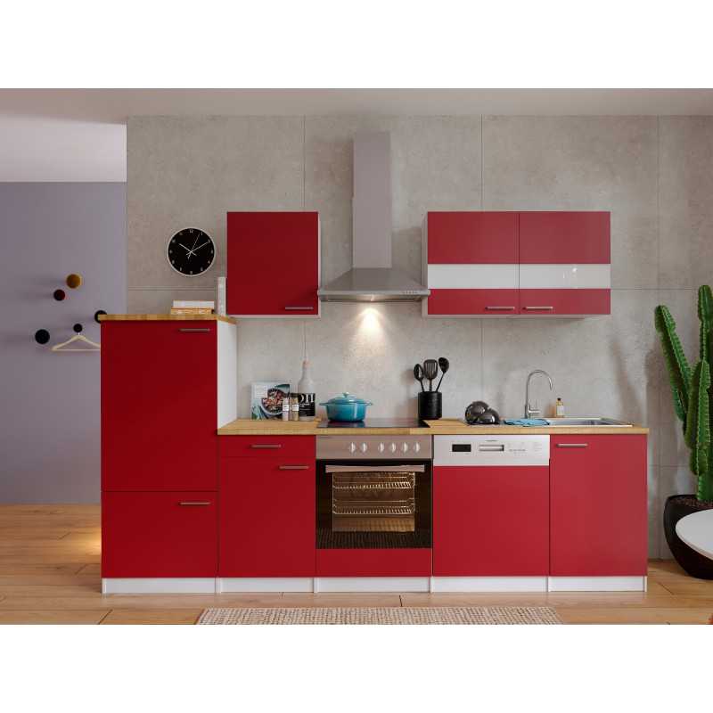 V40 - Küchenzeile Küchenblock 280cm weiss rot