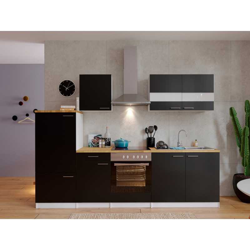 V4 - Küchenzeile Singleküche 270cm weiss schwarz
