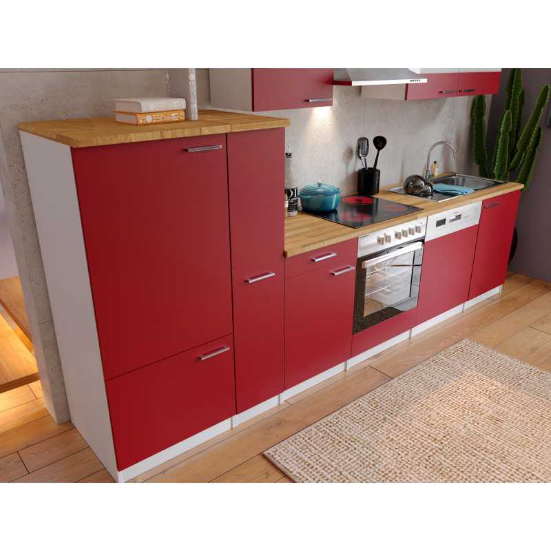 V32 - Küchenzeile Küchenblock 310cm weiss rot