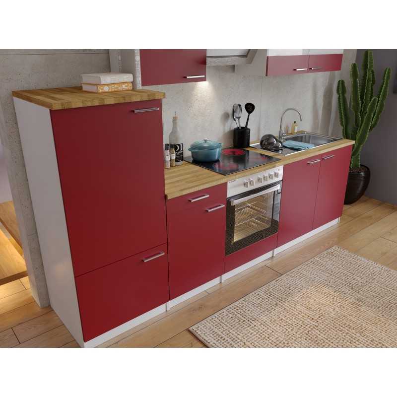V49 - Küchenzeile Küchenblock 280cm weiss rot