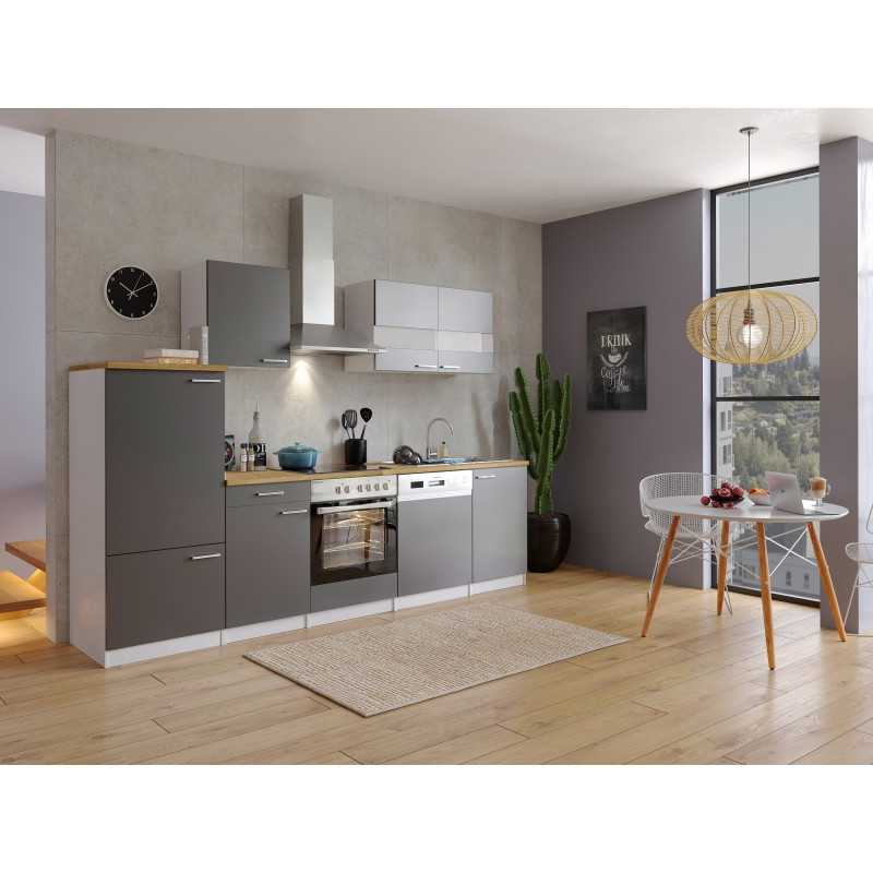 V4 - Küchenzeile Küchenblock 280cm weiss grau