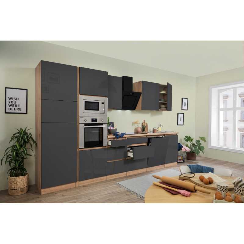 V1 - Küchenzeile Küchenblock 345cm Eiche Sonoma grau