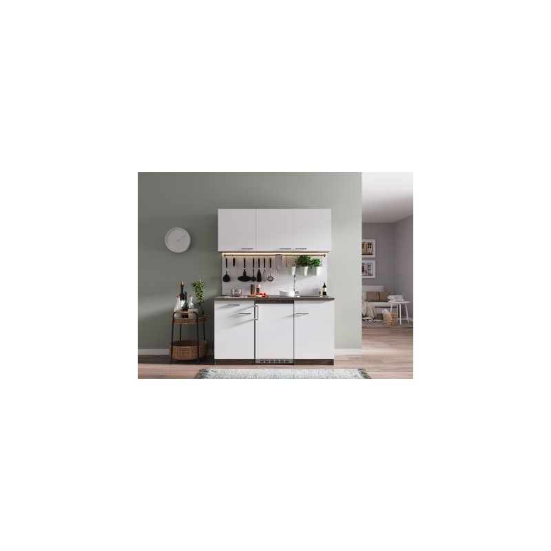 V36 - Singleküche Küchenzeile 150cm Eiche York weiss