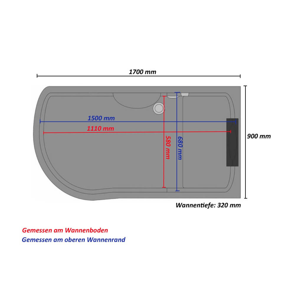V1 - Dampfdusche & Whirlpool LUX 4in1 - 170x90x220cm (links) - SCHWARZ