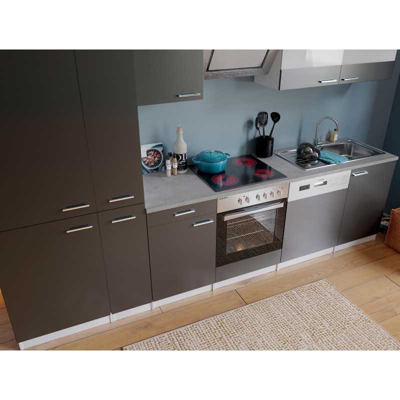 V50 - Küchenzeile Küchenblock 310cm weiss grau