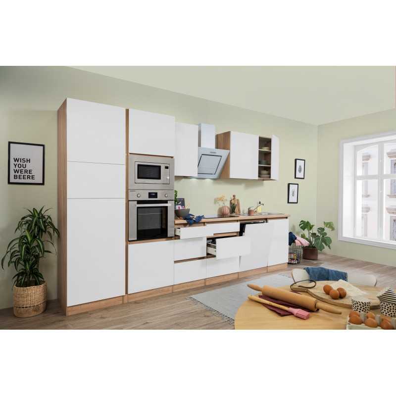 V5 - Küchenzeile Küchenblock 345cm Eiche Sonoma weiss