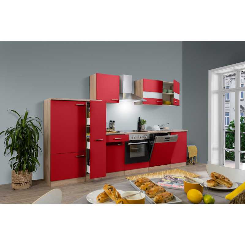V29 - Küchenzeile Küchenblock 310cm Eiche rot