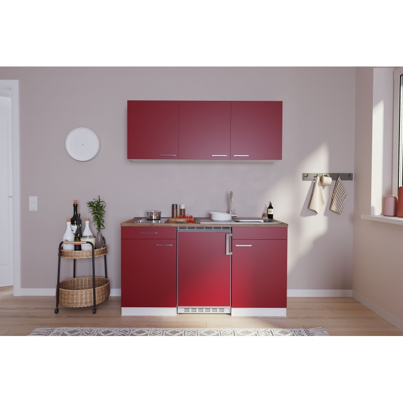 V17 - Singleküche Küchenzeile 150cm weiss rot