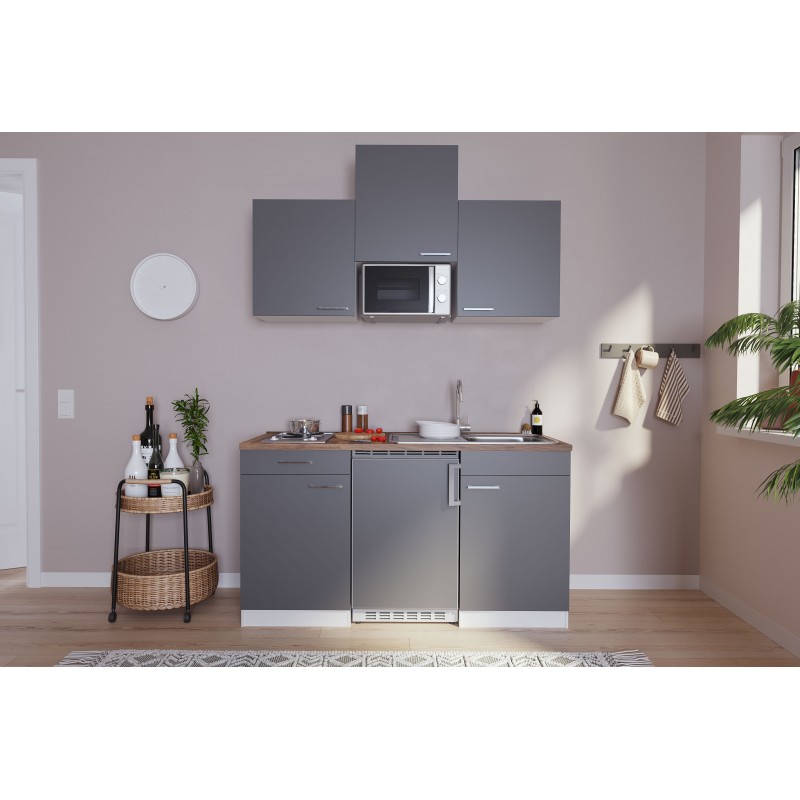 V25 - Singleküche Küchenzeile 150cm weiss grau