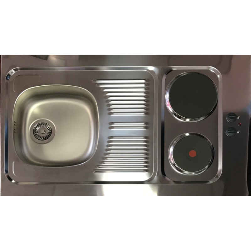 V21 - Miniküche Küchenzeile 130cm Eiche grau