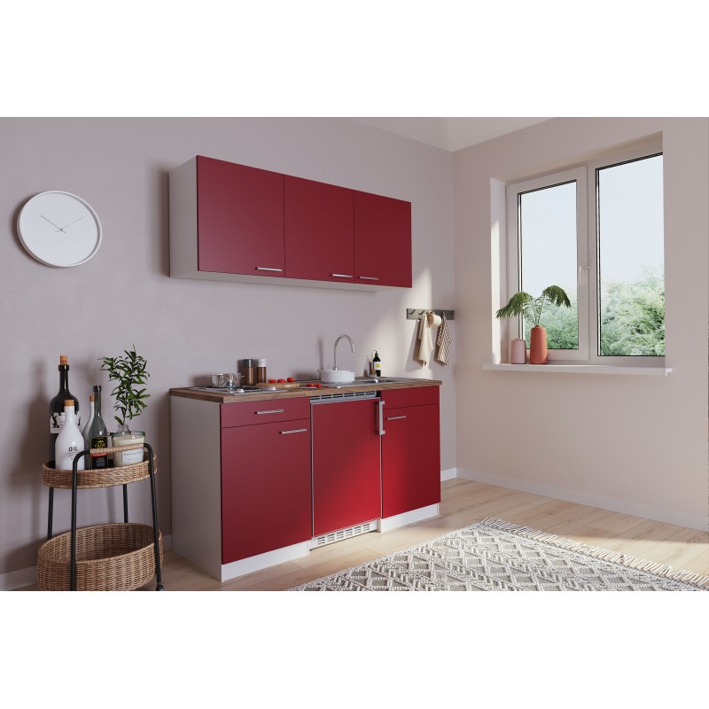 V5 - Singleküche Küchenzeile 150cm weiss rot