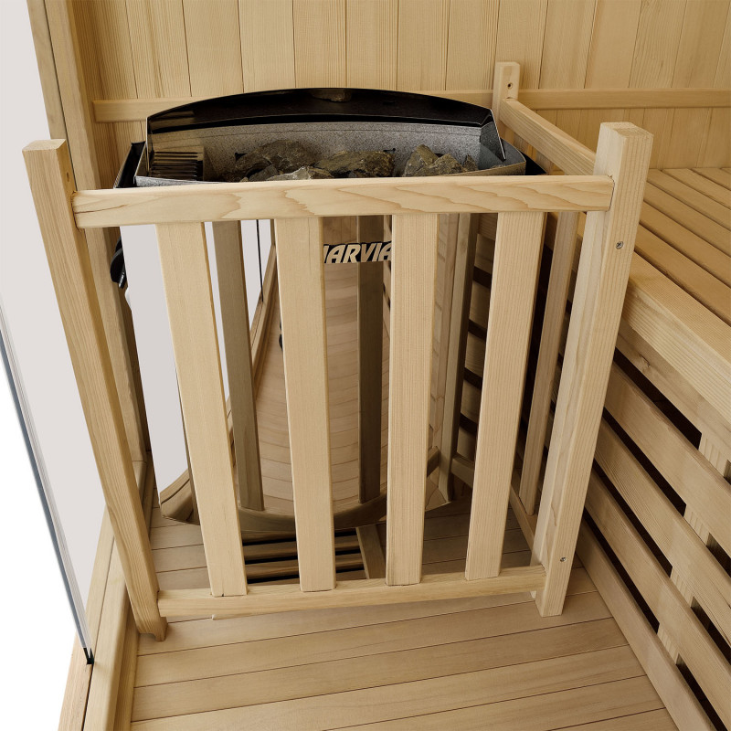Traditionelle Sauna - Finnische Saunakabine LOCARNO150 mit Ofen (4,5kW) + Zubehör - 150x110x190cm