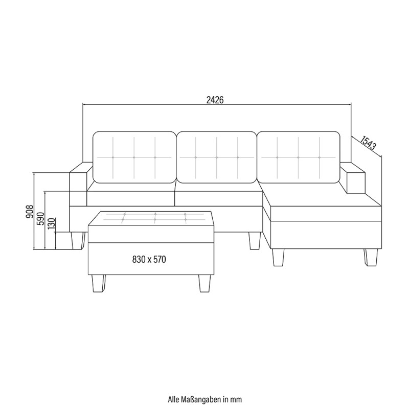 20850 - Sofa Couch ROM inkl. Hocker - Samt Braun