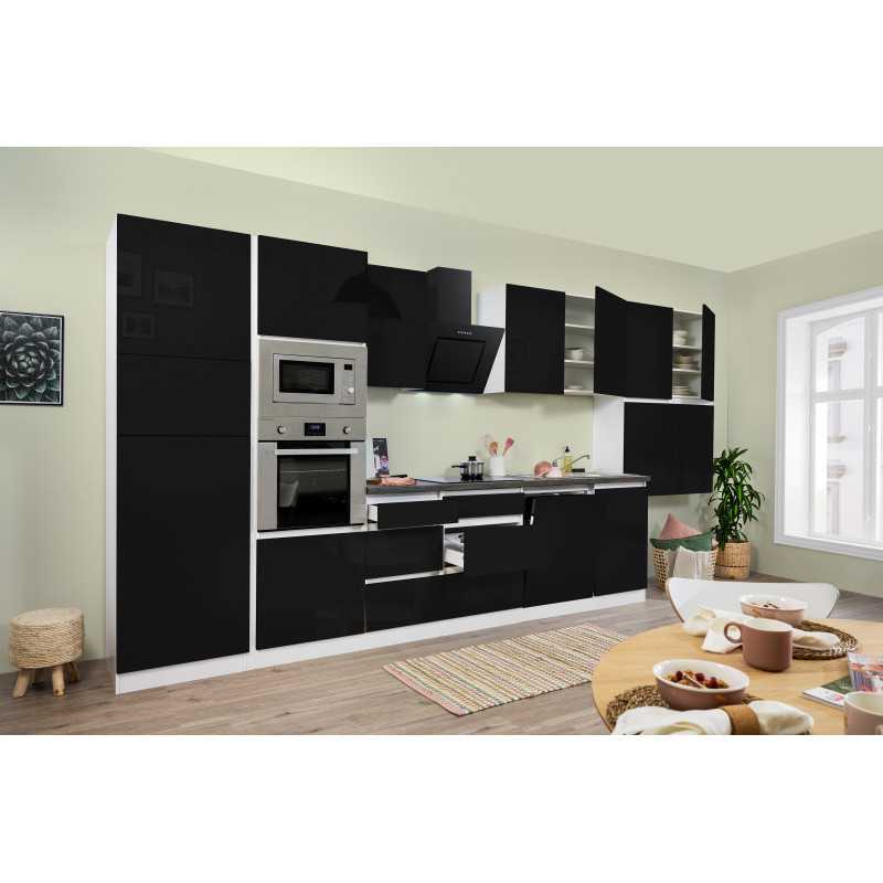 V7 - Küchenzeile Küchenblock 445cm weiss schwarz