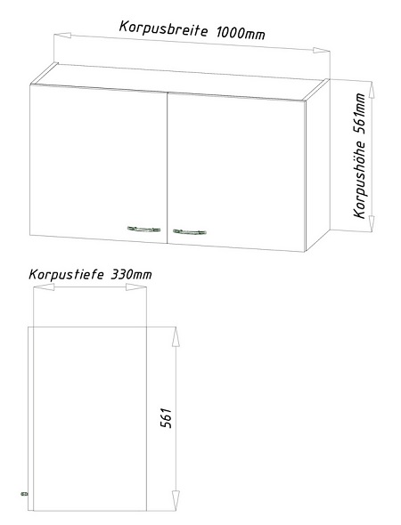 V14 - Miniküche Küchenzeile 100cm Eiche grau