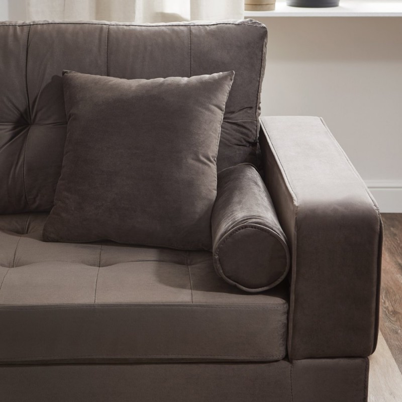 20850 - Sofa Couch ROM inkl. Hocker - Samt Braun