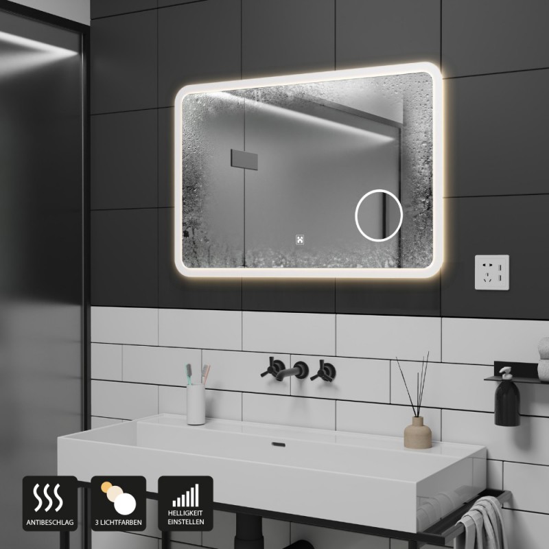 20875 - LED-Spiegel NEILA – 80 x 60 cm inkl. Kosmetikspiegel